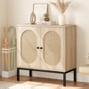 Homhougo Buffet Cabinet, Rattan Storage Cabinet with Doors and Shelves Ivory - 3 of 4