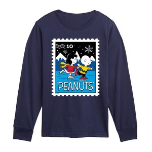 Boys' - Peanuts - Lucy Charlie Winter Stamp Long Sleeve Graphic T-Shirt - 1 of 4