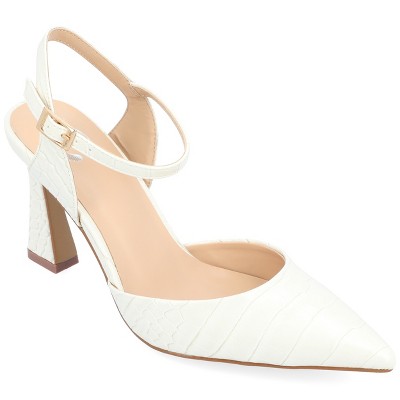 Journee Collection Womens Nixey Croco Texture Buckle Pointed Toe Pumps