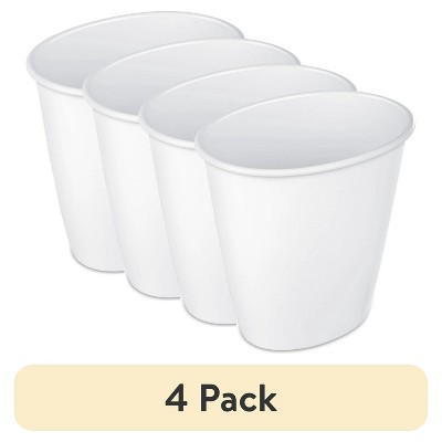 LunaLulinlk White 1.5 Gallon Oval Basin Trash Can 4-Pack, Plastic