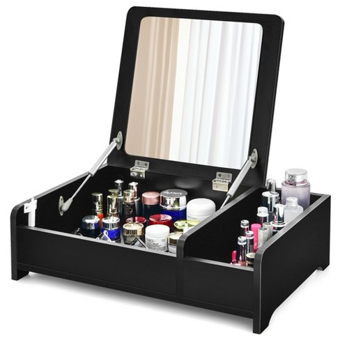 Jep masser Email Costway 2-in-1 Vanity Dresser W/ Flip-top Mirror Tabletop Storage Box Makeup  Laptop Black : Target