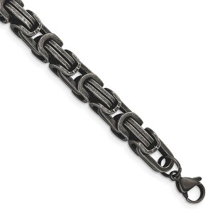 Black Bow Jewelry Mens 8.5mm Stainless Steel Antiqued Byzantine Chain Bracelet, 8.5 Inch - 1 of 4