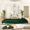 vidaXL 2-Seater Velvet Sofa Bed - Multifunctional Loveseat with Pillows, Convertible Day Bed, Wooden Frame, Comfortable Sleeper - Dark Green - 3 of 4