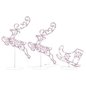 vidaXL Christmas Reindeer & Sleigh White Acrylic Large - 1 of 4
