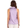 INSPIRE CHIC Women's Elegant Satin Sleeveless Bow Tie Mock Neck Solid Work Blouse - 4 of 4
