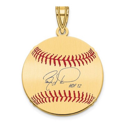 Black Bow Jewelry 14K Gold Plated Barry Larkin Signature SM Enamel Baseball Pendant