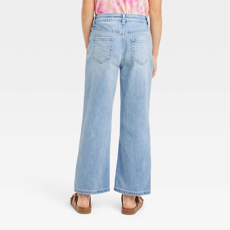 Girls' Mid-Rise Wide Leg Crop Jeans - Cat & Jack™, 2 of 9