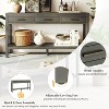 Okak 59.1IN Farmhouse Entryway Table with Bottom Shelf, Narrow Console Table with 3 Drawers and Iron Handles, Accent Table for Hallway, Foyer, Gray - 3 of 4