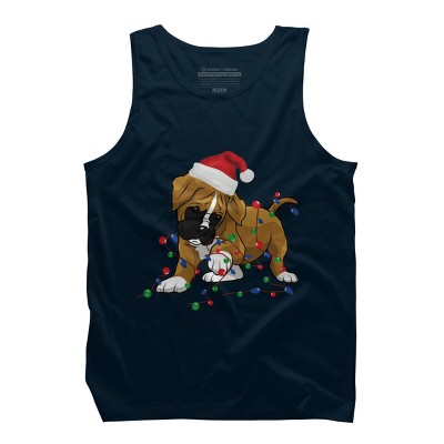 Men's Design By Humans Saint Bernard dog christmas light costume hat santa Fairy lights By Rondes Tank Top