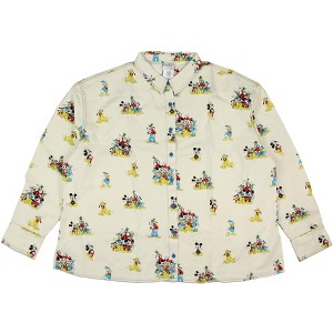 Mickey Mouse and Friends Woman's Button-Up Long-Sleeve Adult Collar Shirt - 1 of 3