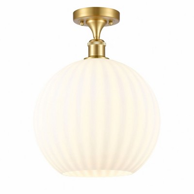 White Venetian - 1 Light Semi-Flush Mount In Modern Style-14.75 Inches Tall and 12 Inches Wide