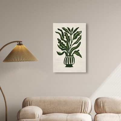 Green Vase Minimalistic Botanical Art Prints Canvas Wall Art