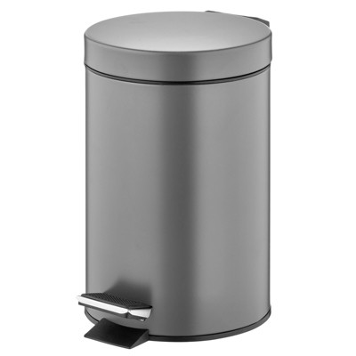 Graphite Gray 5 Liter Metal Step Trash Can Garbage Bin by mDesign