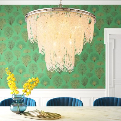 Rennnsan Aerune 24"W 10-Light Tiered Crystal Vintage Dimmable Chandelier in Silver