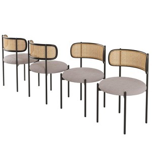 Bencmate Accent Chairs Modern Upholstered Dining Chairs Set of 2, Rattan Back, Accent Kitchen Chairs, Gray, 20.5"*20.5"*30" - 1 of 4