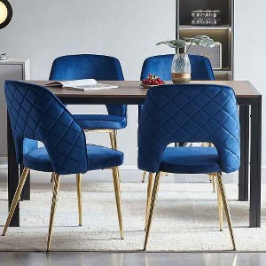 CAVINAS Modern Hollow-Back Dining Chairs with Gold Metal Legs, Set of 2, Upholstered Armless Chairs for Dining Room, Living Room, or Kitchen - 1 of 4