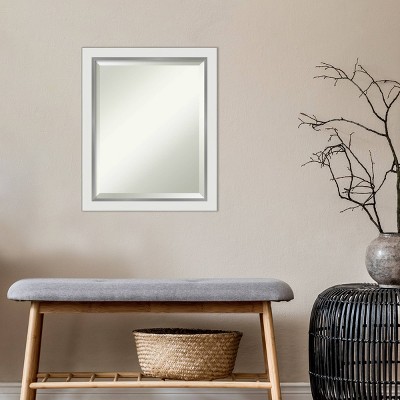 Eva 19" x 23" White and Silver Wood Framed Wall Mirror