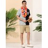 Lars Amadeus Men's Summer Polka Dots Short Sleeves Button Down Patchwork Shirt - 3 of 4