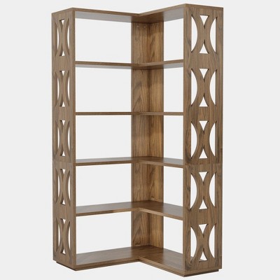 Resenkos Bookshelf, Bookcase Standing Shelf Unts,66" Corner Bookshelf, 5-Tier Bookcase Etagere Display Shelf,Brown