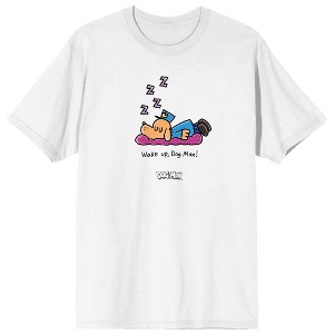 Dog Man Wake Up Dog Man Adult White Crew Neck Short Sleeve T-shirt - 1 of 4