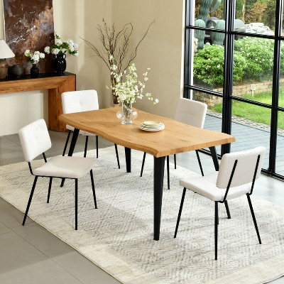 Homy Casa Rectangular Dining Table with Modern Metal Legs, Natural Wooden Color