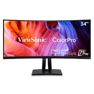 ViewSonic VP3456A 34 Inch UltraWide QHD 1440p Curved Monitor with ColorPro 100% sRGB 14-bit 3D LUT, 100W USB C, HDMI, DisplayPort and USB Hub for - 1 of 4