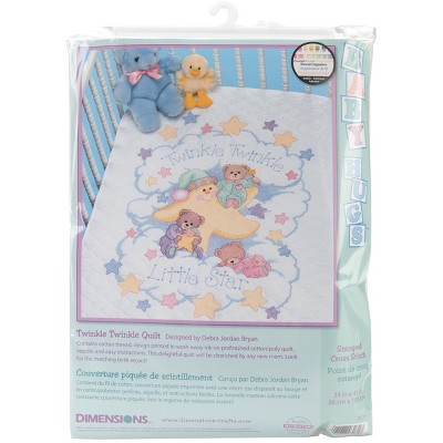 Dimensions Baby Hugs Quilt Stamped Cross Stitch Kit 34"X43"-Twinkle Twinkle