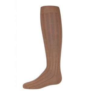 Memoi Girls Wide Ribbed Cotton Blend Uniform Knee Socks - 1 of 3