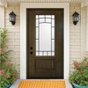 Lirago Fiberglass Front Doors 36  inch  x 80  inch  with Brickmould Vinyl Frame Dark Brown 3 4 View Frosted Glass Classic Style Right Hand Inswing - 4 of 4