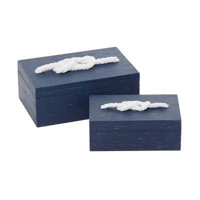 Set of 2 Farmhouse Wood Boxes Blue - Olivia & May