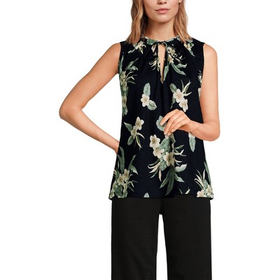 Lands' End Women's Linen Blend Notch Neck Swing Tank Top