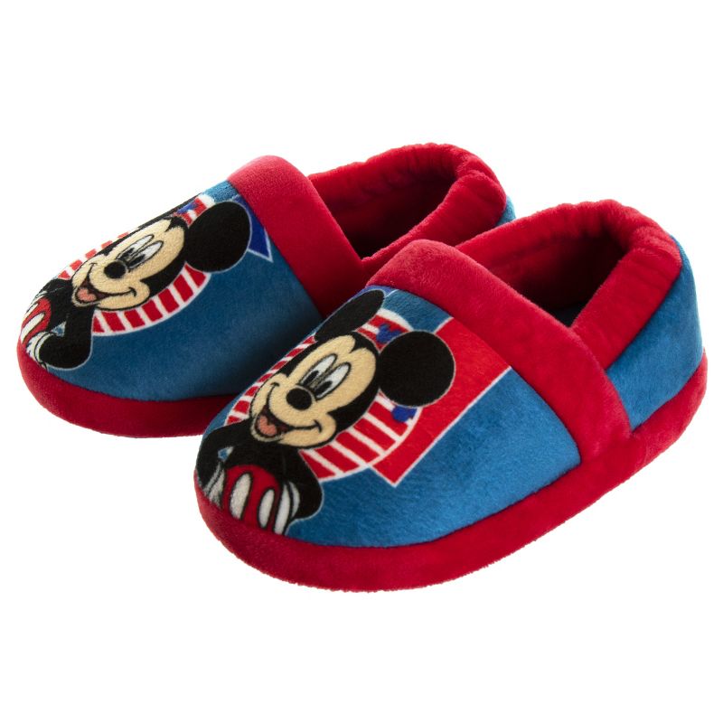 Disney Mickey Mouse Slippers - Kids Cozy Plush Fuzzy Lightweight Warm Comfort Soft House Shoes - Navy Blue Red (size 5-12 Toddler - Little Kid), 3 of 9