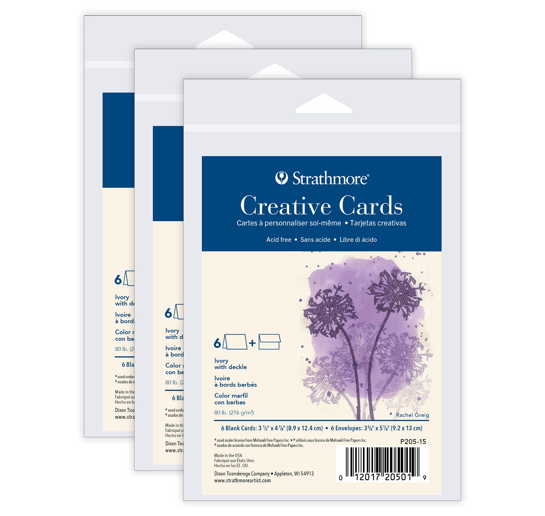 Strathmore Creative Cards & Envelopes, Ivory with Deckle Edge, Anniversary Size, 3.5x4.875 inch, 6 Per Pack, 3 Packs