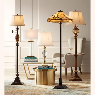 Tiffany Bronze 62" Floor Lamp with Stained Glass Shade