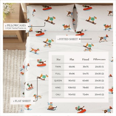 Twin Gray Cotton Flannel Holiday Print Sheet Set
