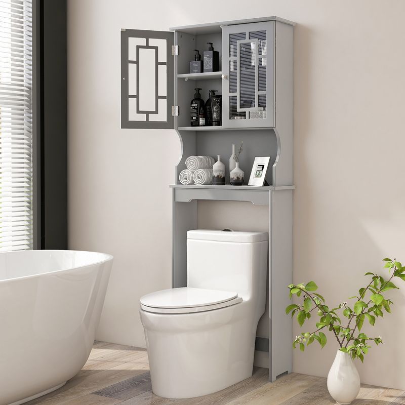 Tangkula Grey Bathroom Over The Toilet Space Saver Storage Cabinet Organizer Shelf, 2 of 11