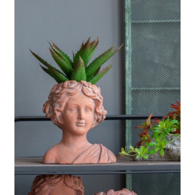 Maggift Planters Head Bust Planter, Greek Style Cement Head Planter Indoor Outdoor Home Garden Decor Plant Pots for Living Room, Brown, 9"*5.5"*95"