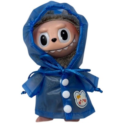 Doll Clothes Superstore Rainy Day Ready: Blue Water-Repellent Hooded Raincoat for 17.5 cm Labubu Dolls
