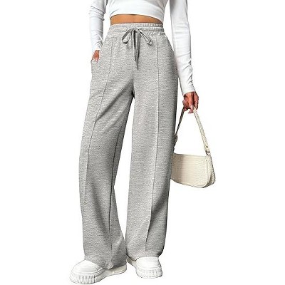 Pinspark Wide Leg Sweatpants Women High Waisted Baggy Sweat Pants Elastic Elevated Seams Loose Active Pants with Pockets