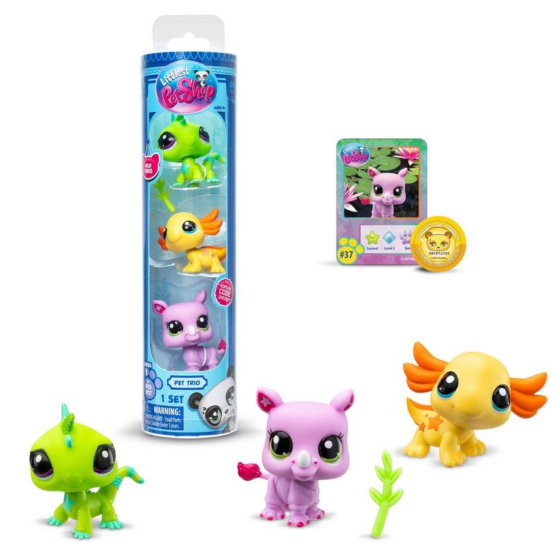 Littlest Pet Shop 3pk Collectible Figures - Axolotl, Rhino, Iguana, 5 of 11