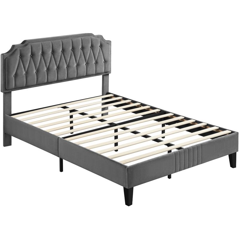 Yaheetech Upholstered Bed Frame with Button-Tufted Headboard, 1 of 9