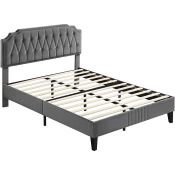 Yaheetech Upholstered Bed Frame with Button-Tufted Headboard