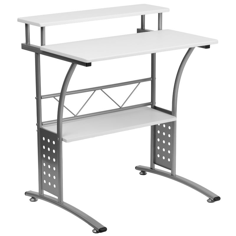 Emma and Oliver Computer Desk with Top and Lower Storage Shelves, 1 of 7