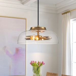 LLHZSY Gold Pendant Light Fixture11" Wide Modern Rounded Glass Shade for Dining Room Kitchen Island Entryway Bedroom - 1 of 4