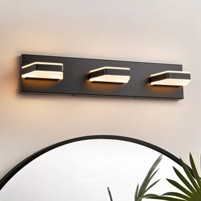 Rennnsan Cylven 20"W Hardwired Rectangle Industrial LED Dimmable Vanity Light in Black
