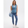 INSPIRE CHIC Women's Denim Button Down V Neck Elastic Waist Waistcoat Sleeveless Jean Jacket - 3 of 4