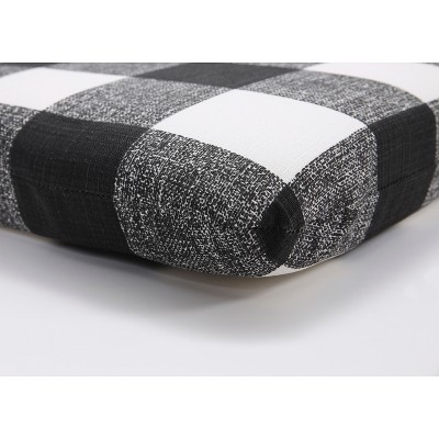 Black and White Buffalo Check Outdoor Chair Cushion with Rounded Corners