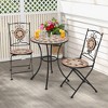 Tangkula 3 PCS Outdoor Bistro Set Patio Conversation Furniture Set w/ 1 Round Mosaic Coffee Table - 3 of 4