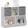 Modern 4 Cube Kids Bookshelf & Toy Storage Organizer, White-Gray for Kids' Room, Playroom, Nursery & Kindergarten - 2 of 4