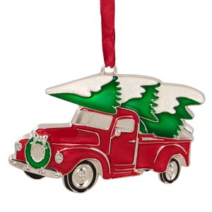 Northlight Country Pick Up Truck with European Crystals Christmas Ornament - 3.5" - Red and Green - 1 of 4